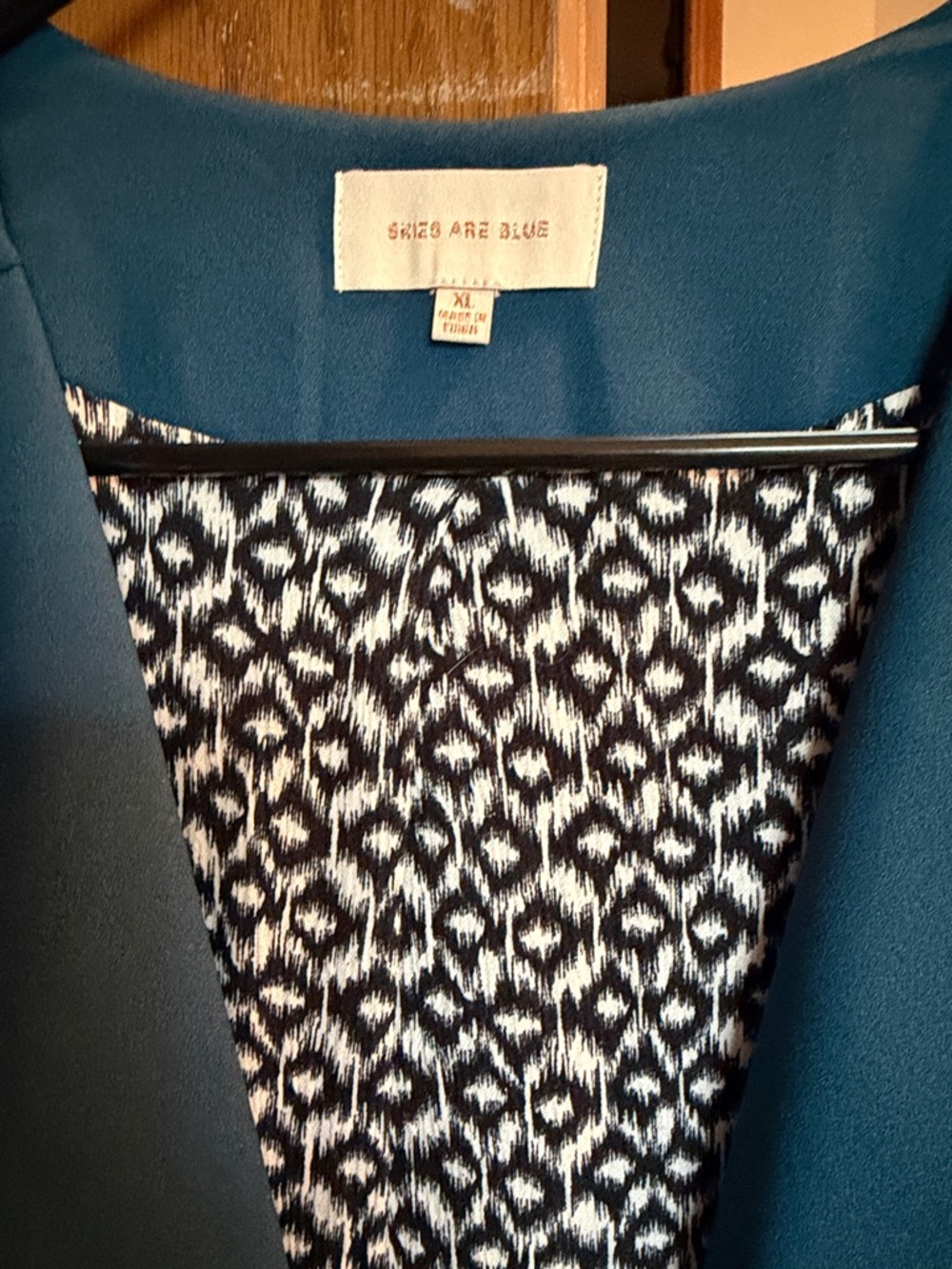 Skies Are Blue Teal Open-Front Blazer with Black & White Animal Print Lining